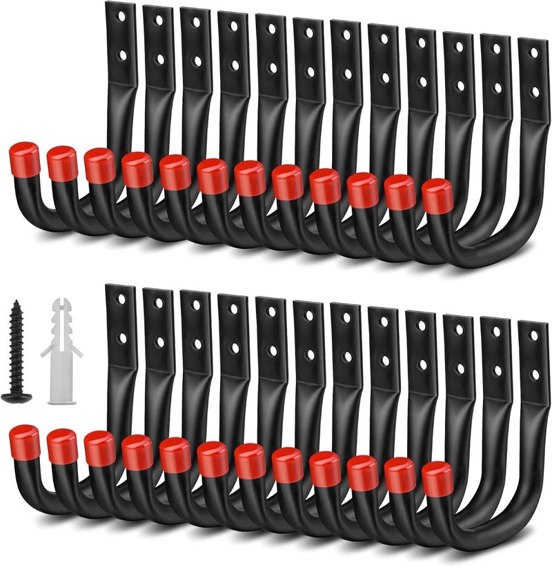 Nacial 24 Pack Garage Hooks Heavy Duty, 3.5" Garage Wall Hook with EVA Pads, 100LBS Capacity Hooks for Hanging Bikes, Kayak Folding Chairs and Hanging Ladders - Image 1